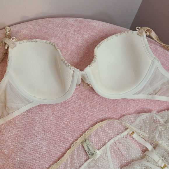 In Bloom by Jonquil Beautiful Embroidered Bra/ Panty Set Size 32D/lg - Picture 9 of 11